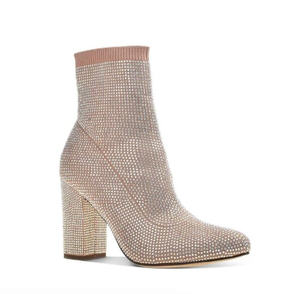 Wild Pair Womens Baybe Rhinestone Block Heel Ankle Boots - Picture 1 of 5